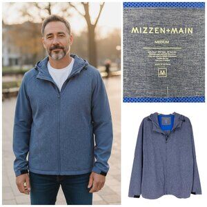 Mizzen + Main Jacket Men's Sz M Hooded Vented Windbreaker Lightweight Pockets
